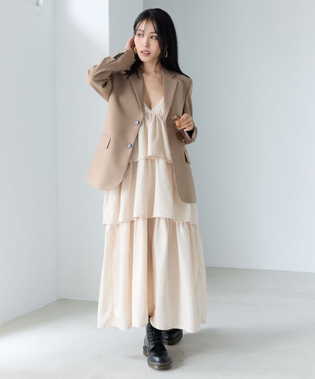 《BOYSHE Basic Suit》シングルブレスト＆スリムスラックス【セットアップ】ベージュ
