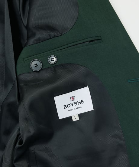 《BOYSHE Basic Suit》シングルブレスト＆スリムスラックス【セットアップ】グリーン