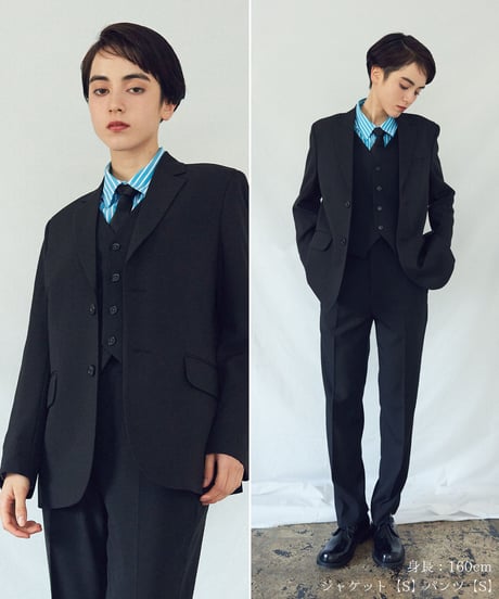 《BOYSHE Basic Suit》シングルブレスト＆スリムスラックス【セットアップ】ブラック