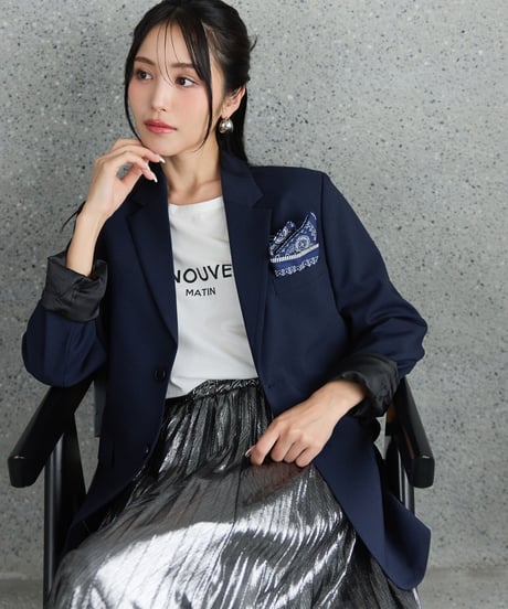 《BOYSHE Basic Suit》シングルブレスト＆スリムスラックス【セットアップ】ネイビー