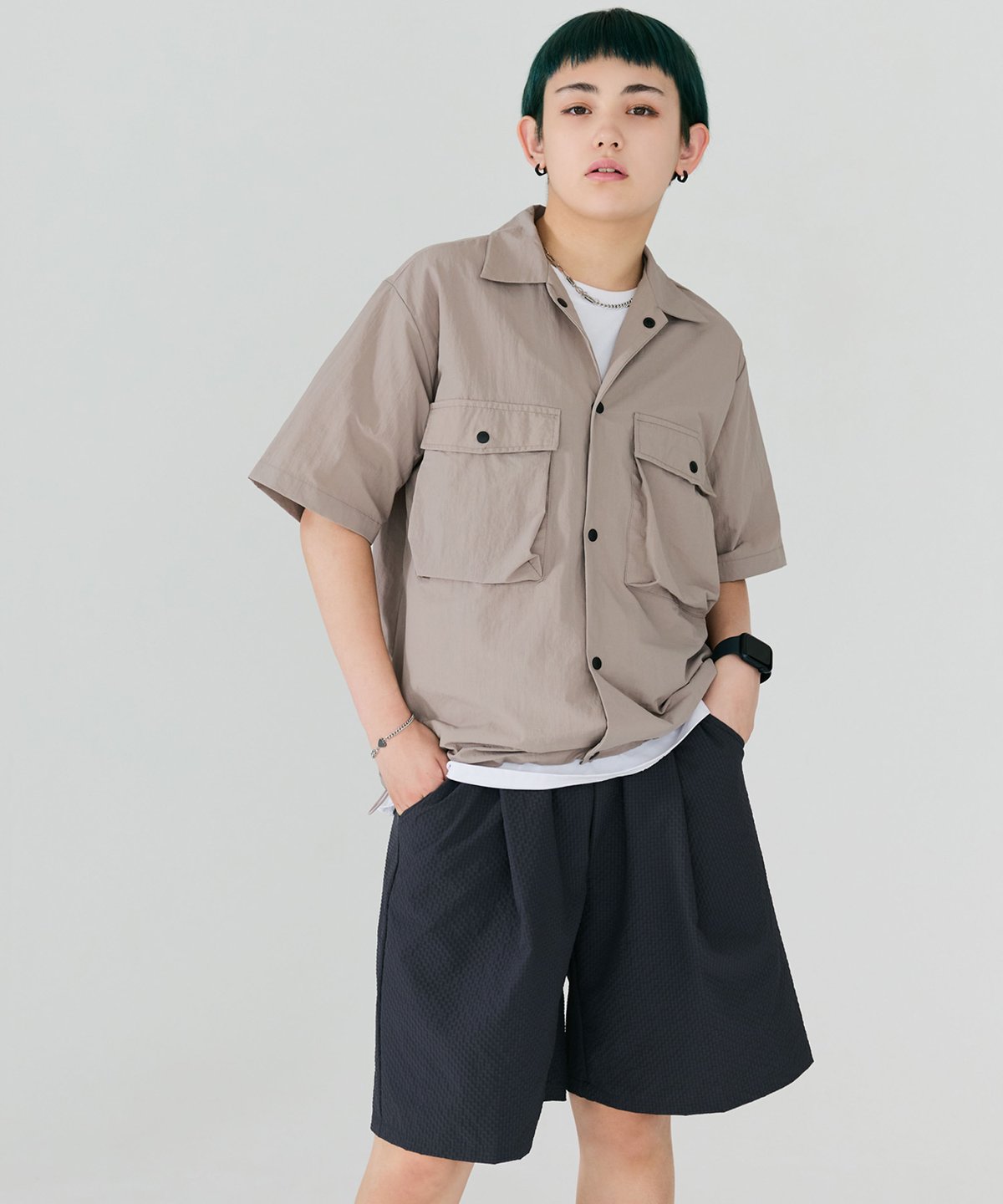 美品　デンハム　ナイロン半袖シャツ 撥水ナイロンポケット半袖シャツ【2 color】 | BOYSHE