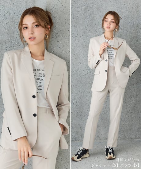 《BOYSHE Cool Summer Suit》シングルブレスト＆スリムスラックス【セットアップ】アイボリー