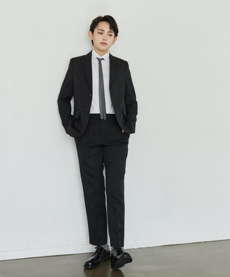 《BOYSHE Stripe Suit》シングルブレスト＆スリムスラックス【セットアップ】ストライプ ブラック