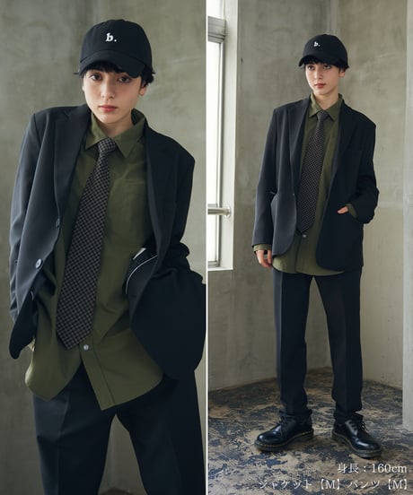 《BOYSHE Basic Suit》シングルブレスト＆スリムスラックス【セットアップ】ブラック