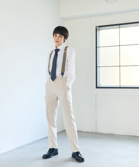 《BOYSHE Cool Summer Suit》シングルブレスト＆スリムスラックス【セットアップ】アイボリー