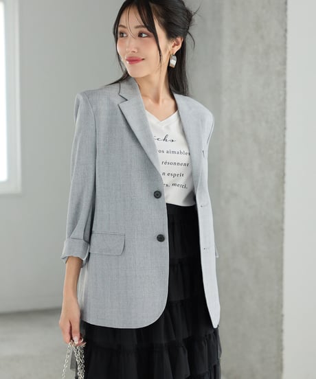 《BOYSHE Cool Summer CHECK Suit》シングルブレスト＆スリムスラックス【セットアップ】グレー