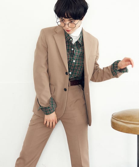 《BOYSHE Basic Suit》シングルブレスト＆スリムスラックス【セットアップ】ベージュ