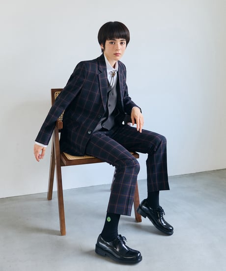 《BOYSHE Check Suit》シングルブレスト＆スリムスラックス【セットアップ】ネイビー