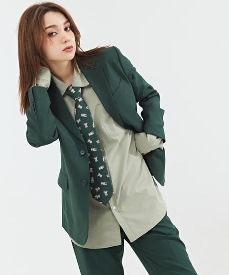 《BOYSHE Basic Suit》シングルブレスト＆スリムスラックス【セットアップ】グリーン
