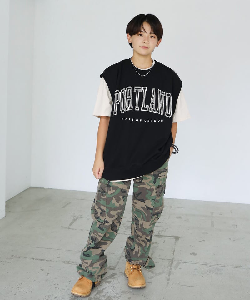 迷彩 ワイドストレート カーゴパンツ【2 color】 | BOYSHE 迷彩 ワイドストレート カーゴパンツ【2 color】 | BOYSHE
