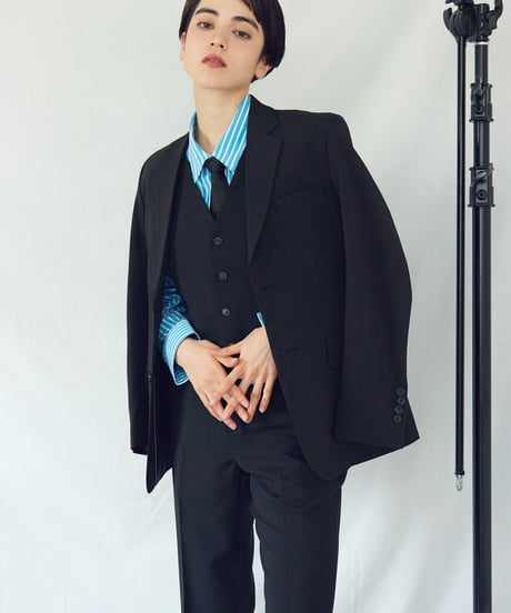 《BOYSHE Basic Suit》シングルブレスト＆スリムスラックス【セットアップ】ブラック