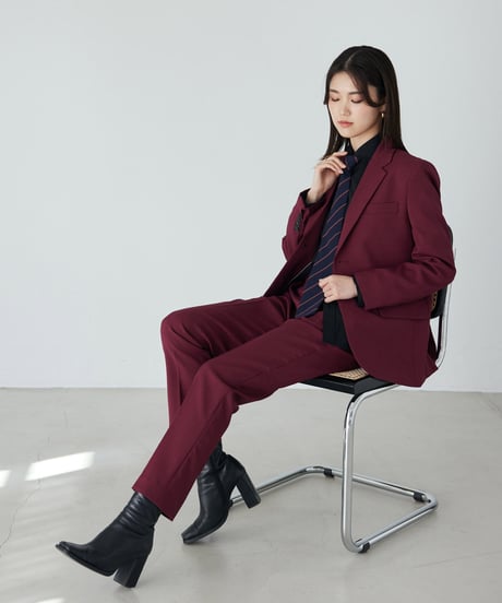 《BOYSHE Basic Suit》シングルブレスト＆スリムスラックス【セットアップ】ワインレッド