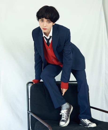 《BOYSHE Basic Suit》シングルブレスト＆スリムスラックス【セットアップ】ネイビー
