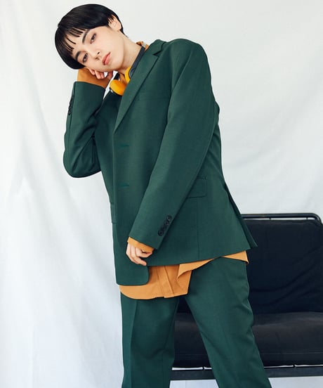 《BOYSHE Basic Suit》シングルブレスト＆スリムスラックス【セットアップ】グリーン