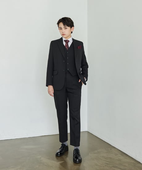 《BOYSHE Stripe Suit》シングルブレスト＆スリムスラックス【セットアップ】ストライプ ブラック