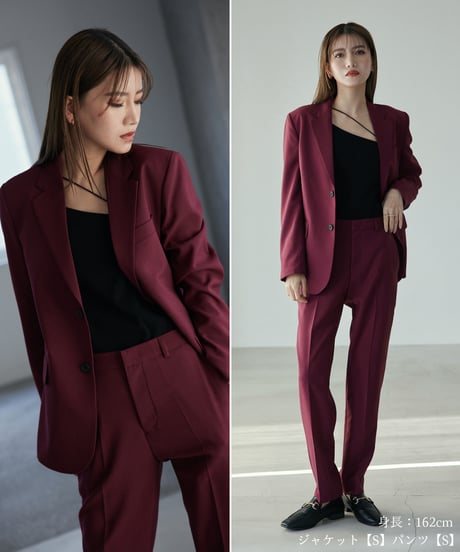 《BOYSHE Basic Suit》シングルブレスト＆スリムスラックス【セットアップ】ワインレッド