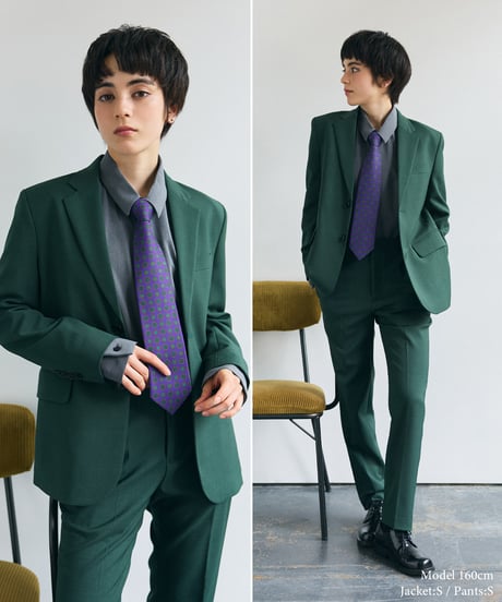 《BOYSHE Basic Suit》シングルブレスト＆スリムスラックス【セットアップ】グリーン