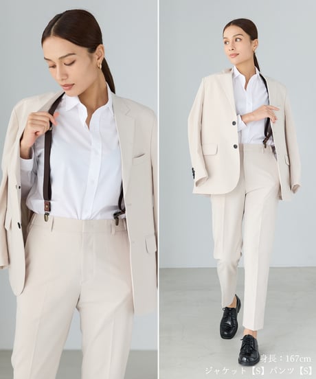 《BOYSHE Cool Summer Suit》シングルブレスト＆スリムスラックス【セットアップ】アイボリー