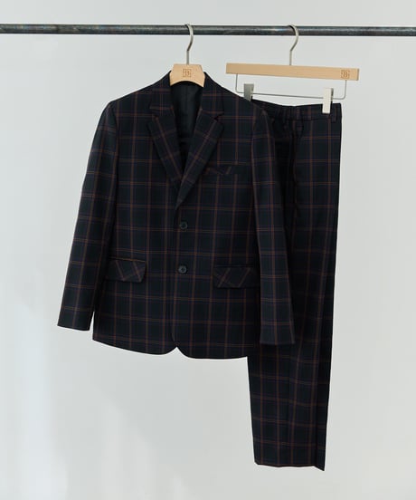 《BOYSHE Check Suit》シングルブレスト＆スリムスラックス【セットアップ】ネイビー