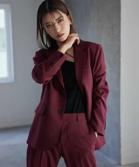 《BOYSHE Basic Suit》シングルブレスト＆スリムスラックス【セットアップ】ワインレッド