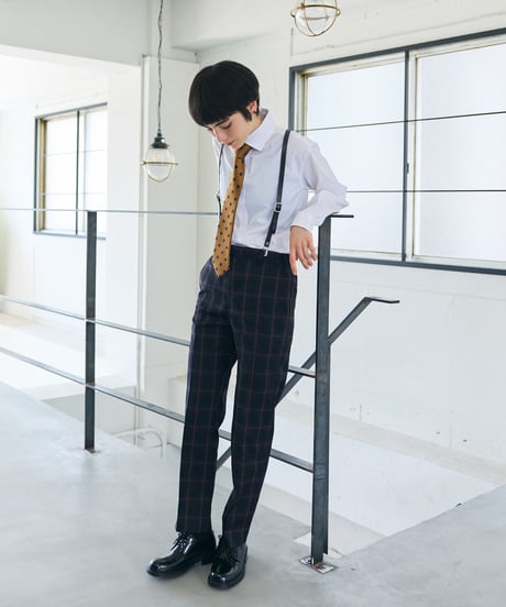 《BOYSHE Check Suit》シングルブレスト＆スリムスラックス【セットアップ】ネイビー