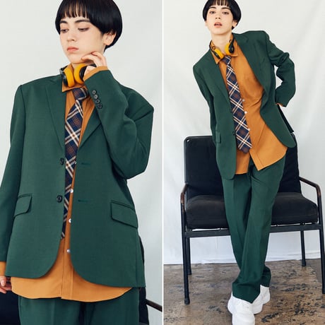 《BOYSHE Basic Suit》シングルブレスト＆スリムスラックス【セットアップ】グリーン