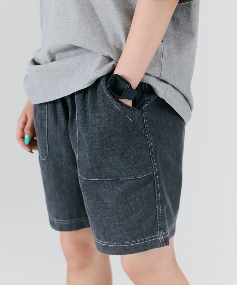 リネンデニム ワイドショートパンツ【3 color】 | BOYSHE リネンデニム ワイドショートパンツ【3 color】 | BOYSHE