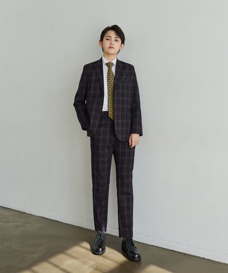 《BOYSHE Check Suit》シングルブレスト＆スリムスラックス【セットアップ】ネイビー
