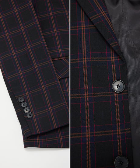 《BOYSHE Check Suit》シングルブレスト＆スリムスラックス【セットアップ】ネイビー