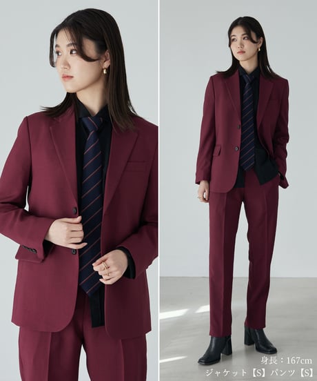 《BOYSHE Basic Suit》シングルブレスト＆スリムスラックス【セットアップ】ワインレッド