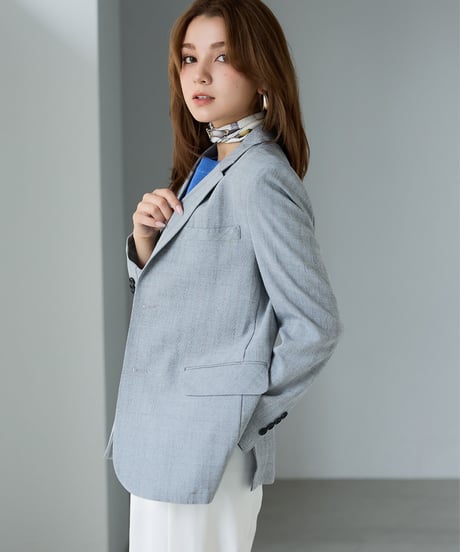 《BOYSHE Cool Summer CHECK Suit》シングルブレスト＆スリムスラックス【セットアップ】グレー