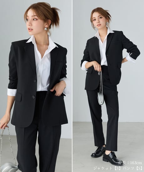 《BOYSHE Cool Summer Suit》シングルブレスト＆スリムスラックス【セットアップ】ブラック