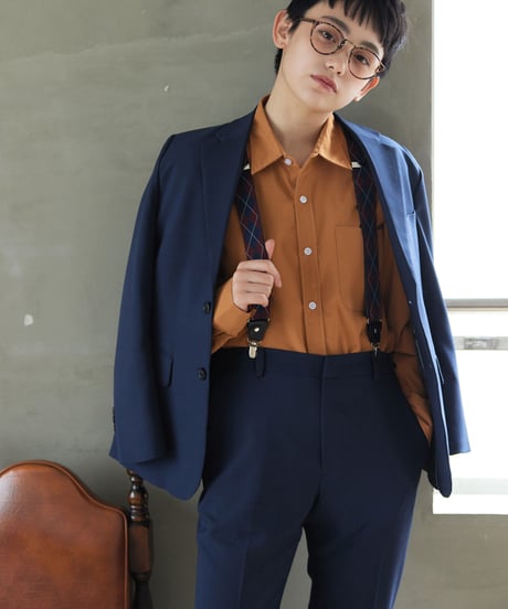 《BOYSHE Basic Suit》シングルブレスト＆スリムスラックス【セットアップ】ネイビー