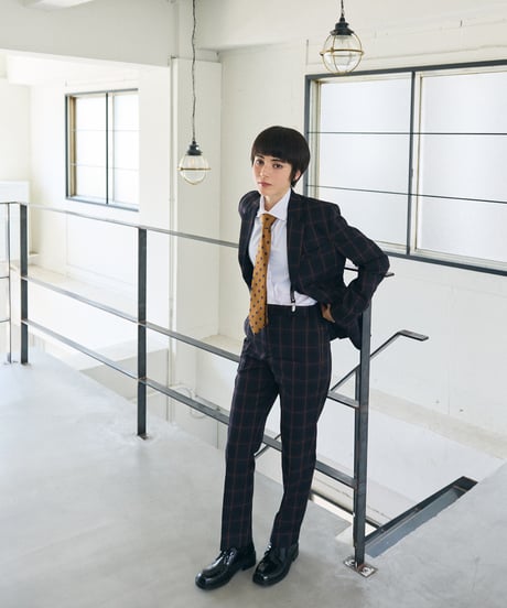 《BOYSHE Check Suit》シングルブレスト＆スリムスラックス【セットアップ】ネイビー