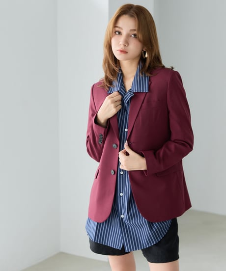 《BOYSHE Basic Suit》シングルブレスト＆スリムスラックス【セットアップ】ワインレッド