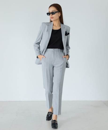 《BOYSHE Cool Summer CHECK Suit》シングルブレスト＆スリムスラックス【セットアップ】グレー