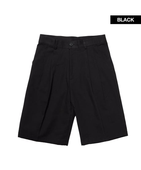 ツータック ワイド ハーフパンツ　ブラック