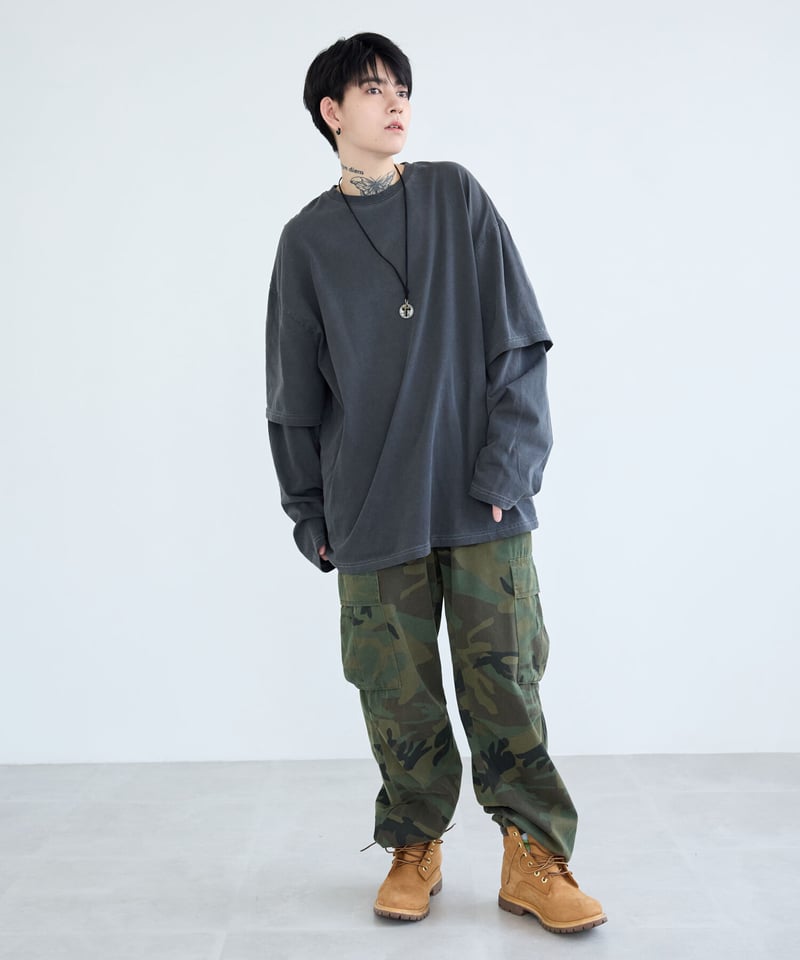 迷彩 ワイドストレート カーゴパンツ【2 color】 | BOYSHE 迷彩 ワイドストレート カーゴパンツ【2 color】 | BOYSHE