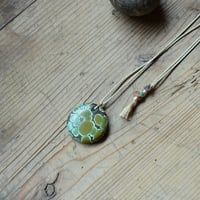 Turquoise/ターコイズ 　自然染めシルク大粒の鉱物ネックレスK18