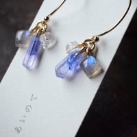 『紫陽花』Tanzanite&Crystal&Labradorite/灰簾石と水晶と曹灰長石　鉱物の耳飾り