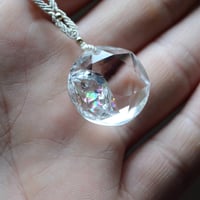 Iris Quartz/虹入り水晶　自然染めシルク首飾り