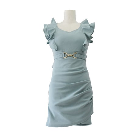 ダブルフリルスリーブミニタイトドレス(h19011)