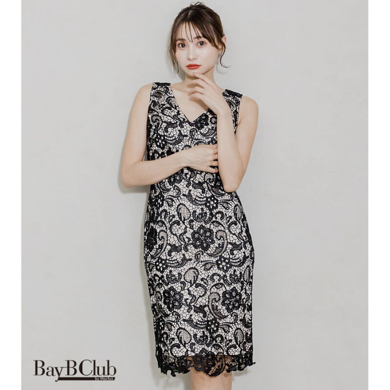 BAY B CLUB☆ ペイスリーフラワーレースミディアムドレス