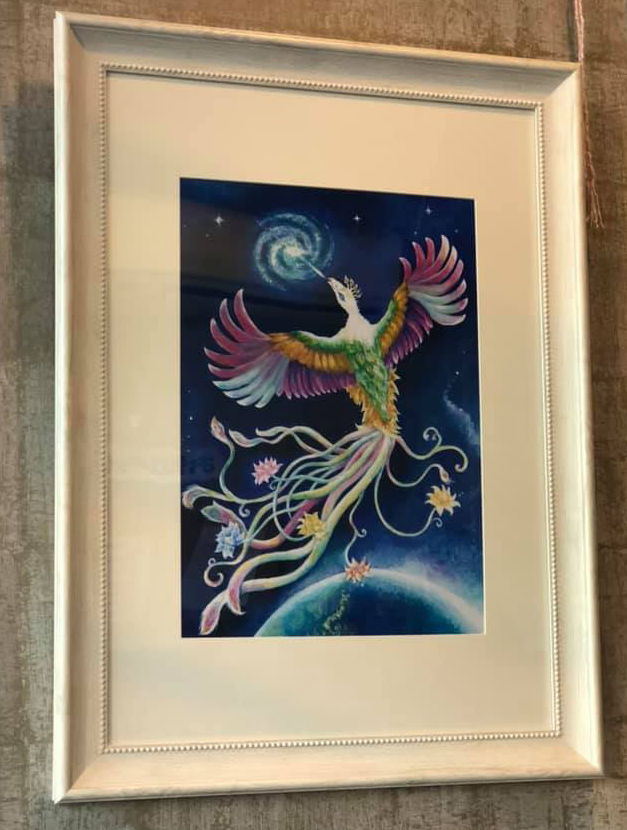 宮下美枝画『霊鳥の告知』レプリカ絵画A4サイズ（210×297