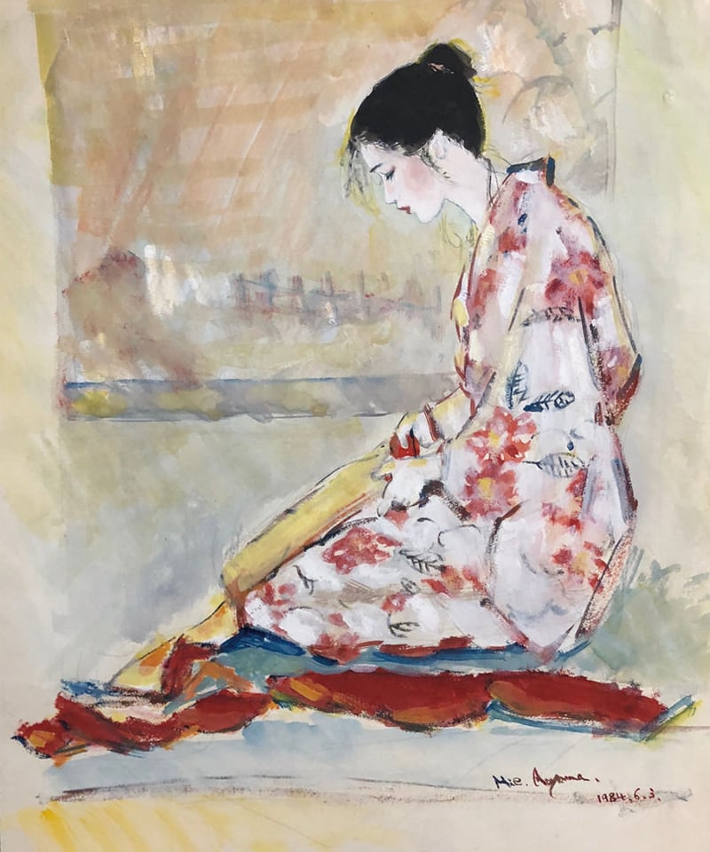 水彩画　追憶　F8号 水彩画 追憶 F8号