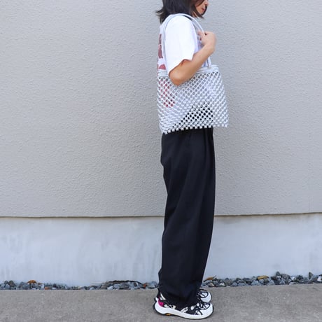 【合成パルマ】  透かし編みメッシュトート S