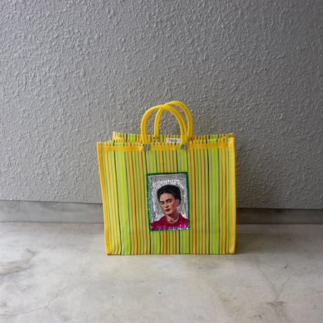 【メッシュ】  スパンコール刺繍ワッペン付 マーケットトート M