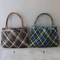 【合成パルマ】  透かし編みメッシュトート L アシンメトリックライン