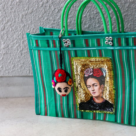 【メッシュ】  スパンコール刺繍ワッペン付 マーケットトート S