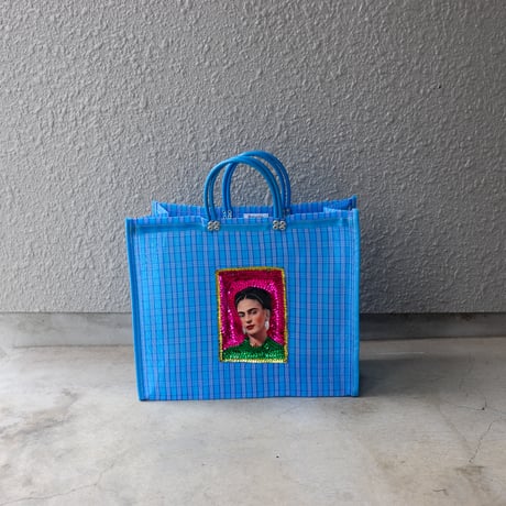 【メッシュ】  スパンコール刺繍ワッペン付 マーケットトート M